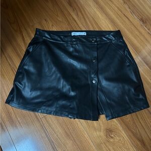 Zara Black Mini Wrap Faux Leather Skort